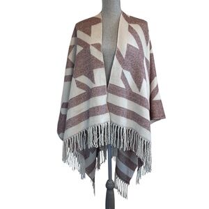 FREE PEOPLE Cream Beige Neutral Poncho Wrap O/S NWOT